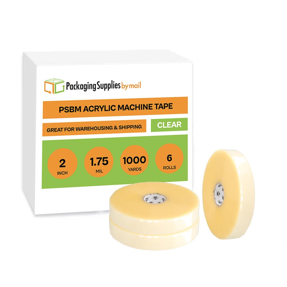 PSBM 2 Inch x 1000 Yards Clear Packing Tape - 6 Rolls of 1.75 Mil Shipping Tape for Sealing Boxes | Heavy Duty Packaging Tape for Moving, Storage & Ecommerce Shipping