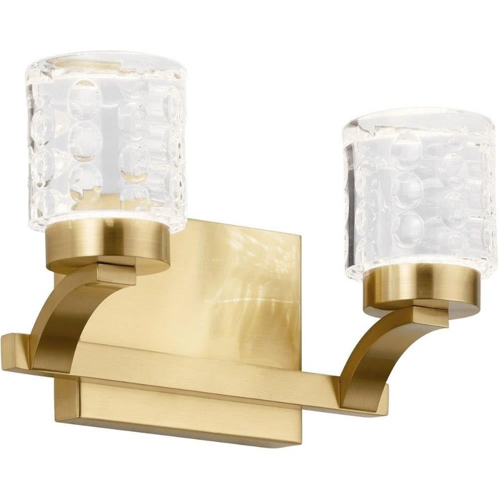 Elan 84040CG Rene Vanity - 2-Light LED Bathroom Vanity Light Fixture, 32W Champagne Gold Finish - Perfect for Modern Bathroom, Bedroom, and Dressing Room Lighting