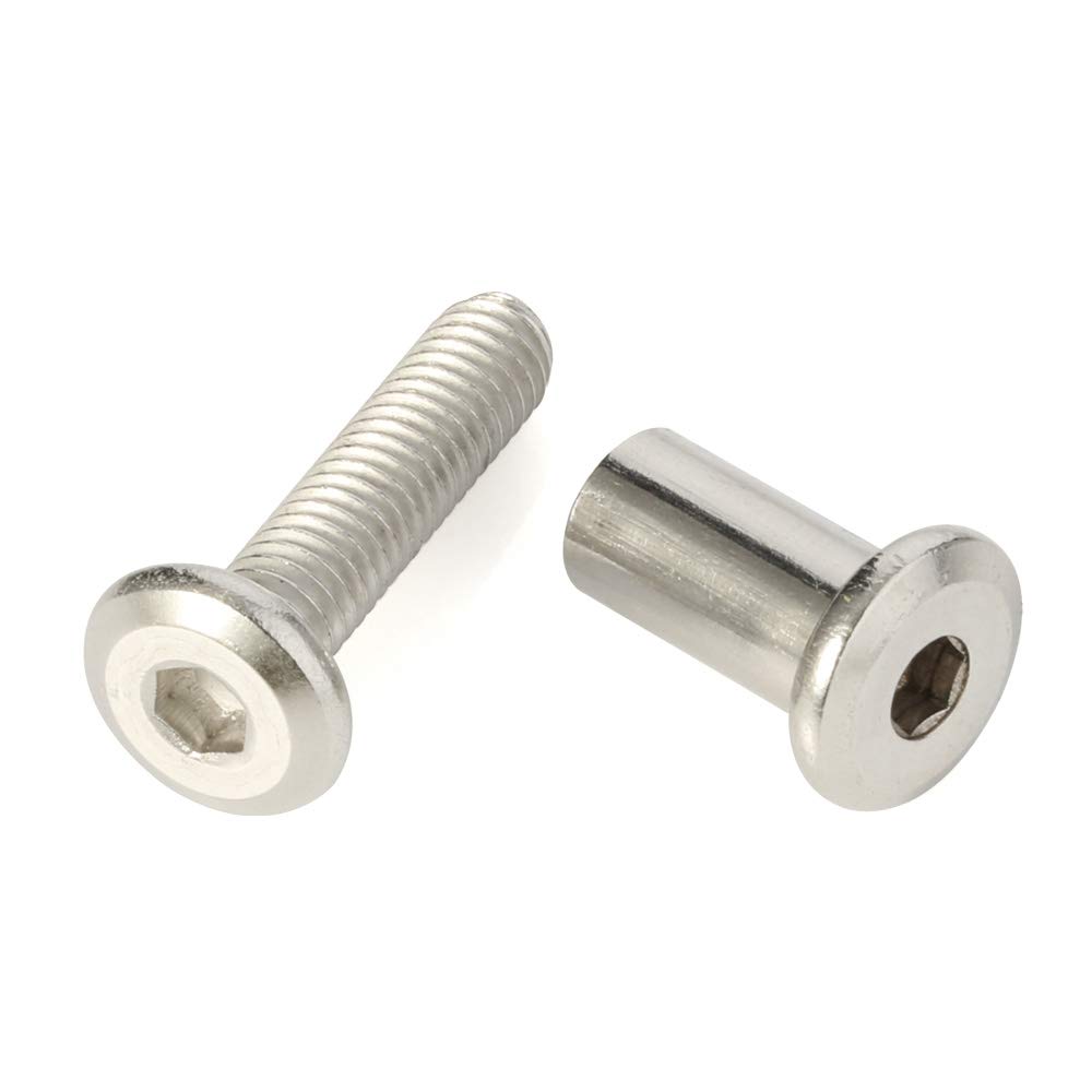 Stainless Steel M6 x 25mm Furniture Bolts with Nuts - for Beds, Chairs & Cribs