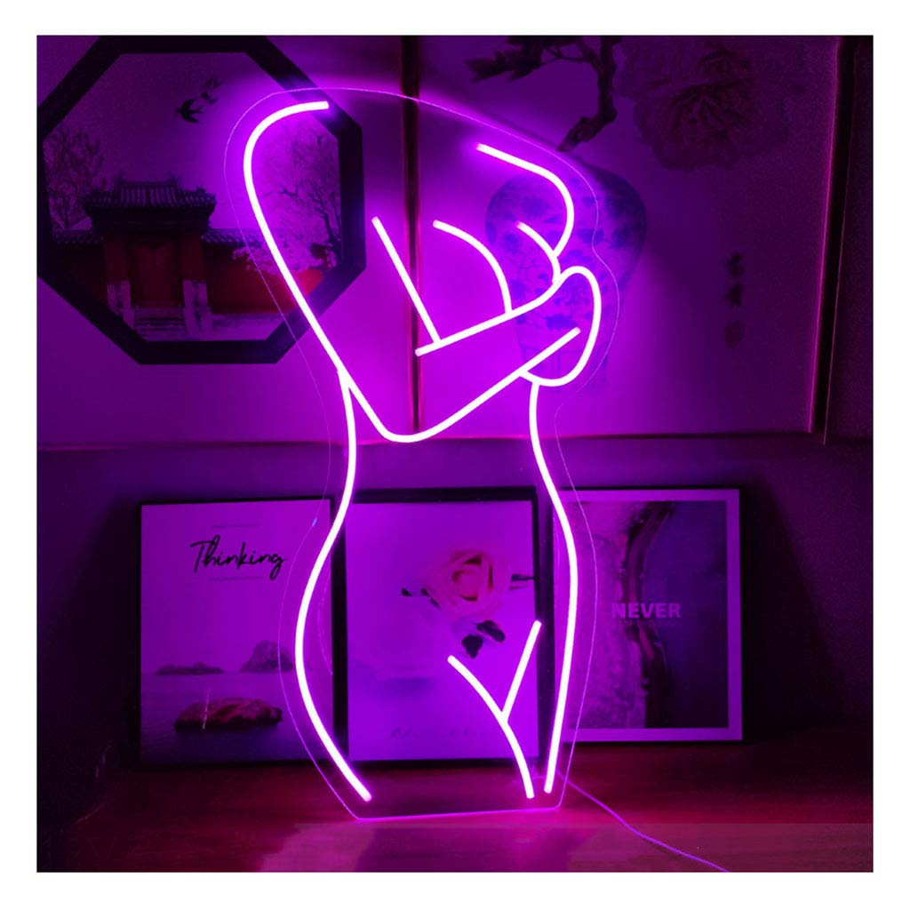 Custom LED Neon Sign - Sexy Lady Silhouette Pink Light for Bars, Nightclubs & Home Decor | Eye-Catching Beer Bar Advertising Sign with Beautiful Backlit Design | Perfect for Party Decor, Man Cave & Neon Wall Art