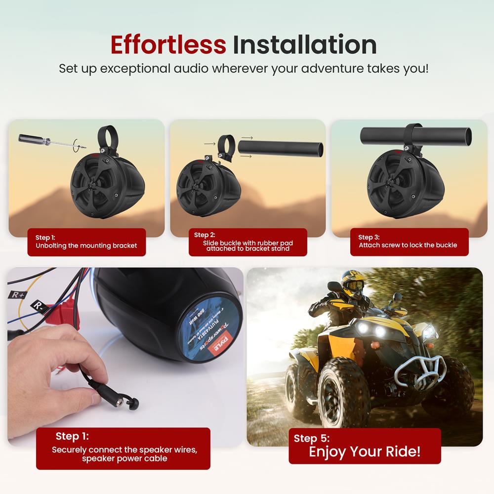 4 Inch Waterproof Marine Speakers for Boats, ATV, UTV, Motorcycles - High Power Off-Road Audio for Outdoor Adventures