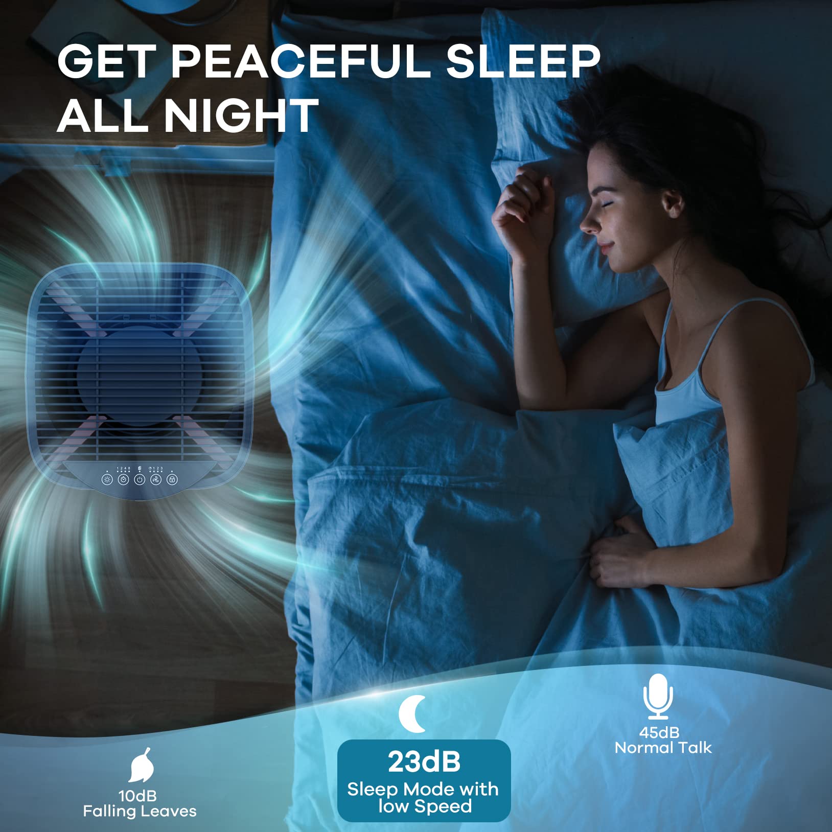 Ganiza H13 True HEPA Air Purifier for Large Rooms up to 1570ft² - Ultra Quiet 23dB Bedroom Air Cleaner with Pet Hair Filter - Perfect for Home, Office and Nursery Use