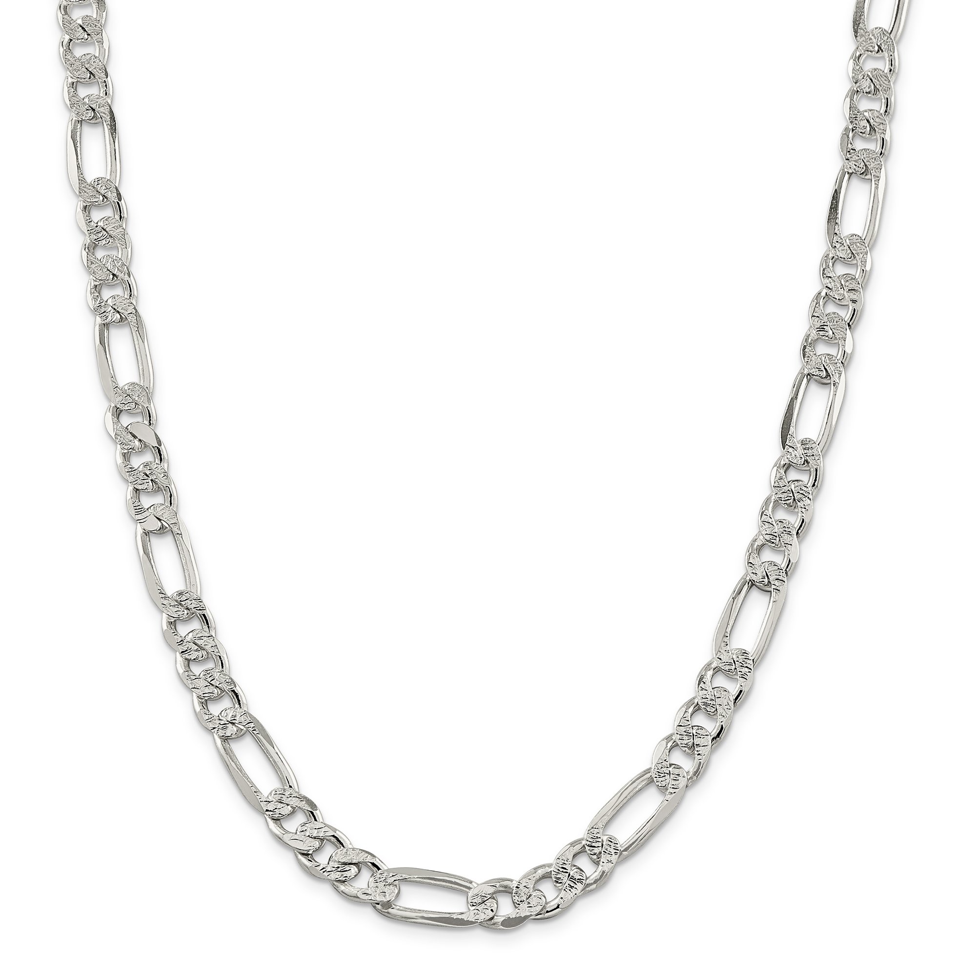 Sterling Silver 9.5mm Flat Figaro Chain for Men & Women - Durable 925 Silver Jewelry for Everyday Wear, Gifts & Layering