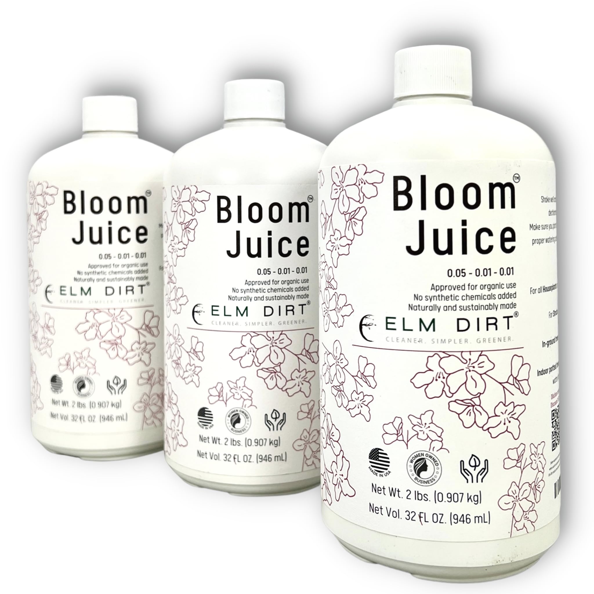 Elm Dirt's Bloom Juice - Premium Liquid Fertilizer for All Flowering Plants (3-Pack) | Boosts Blooms for Roses, Orchids & Garden Flowers | Perfect for Indoor & Outdoor Plants