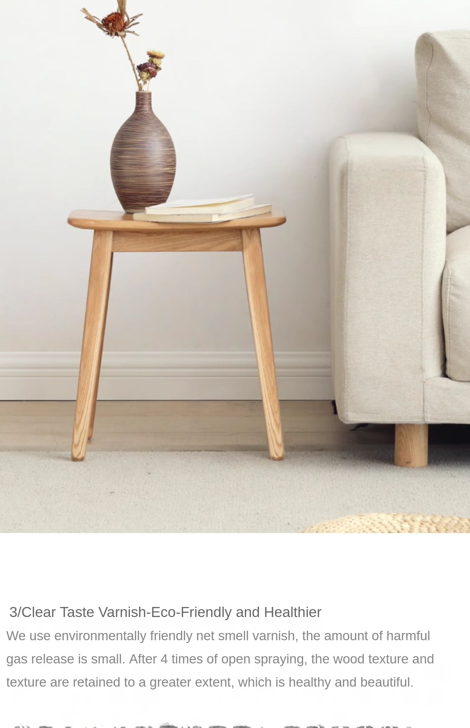 Modern Makeup Stool - Solid Oak & Ash Wood Vanity Seat for Dressing Table, Bedroom, and Salon | Elegant & Durable Beauty Furniture