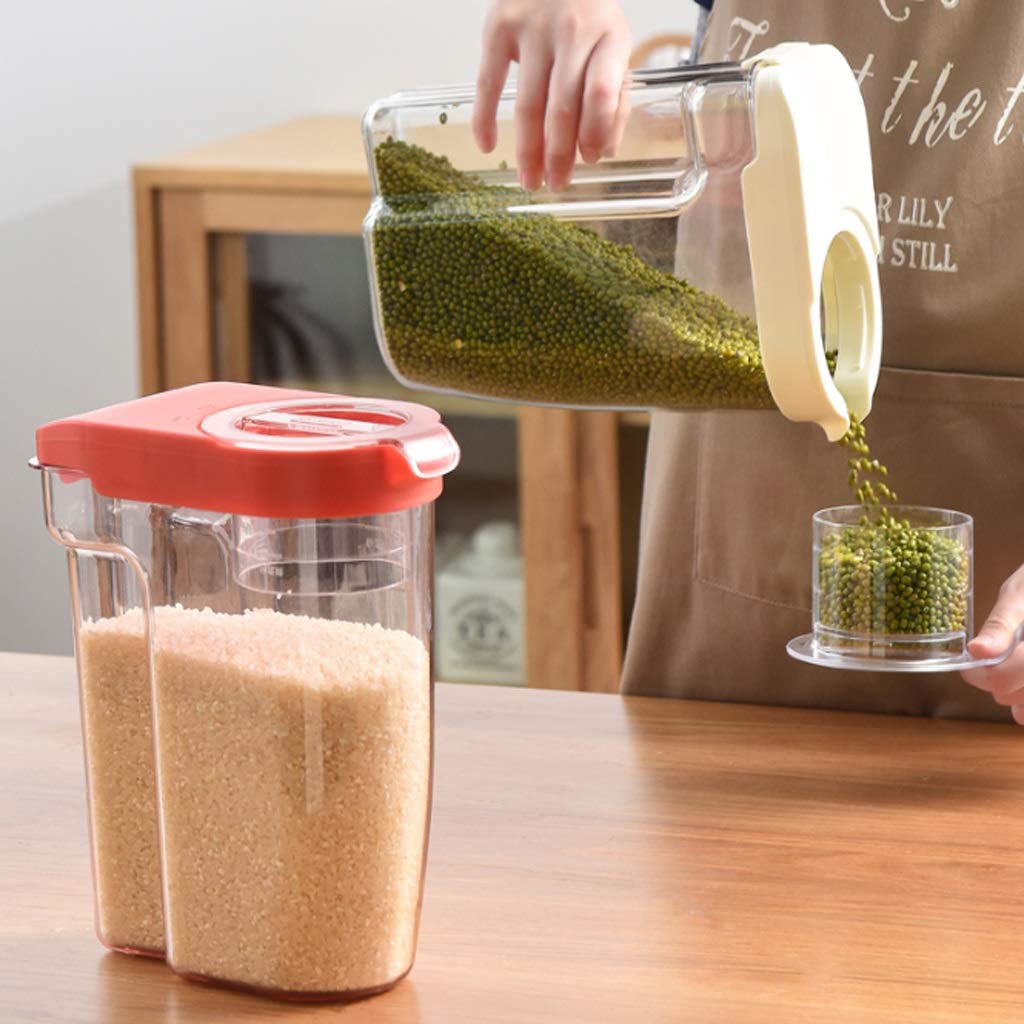Airtight Food Storage Containers Set - 3 Medium Clear Plastic Kitchen Jars with Lids for Pantry Organization | Perfect for Dry Food, Snacks, Flour & Spices | BPA-Free, Stackable & Leak-Proof (Red)