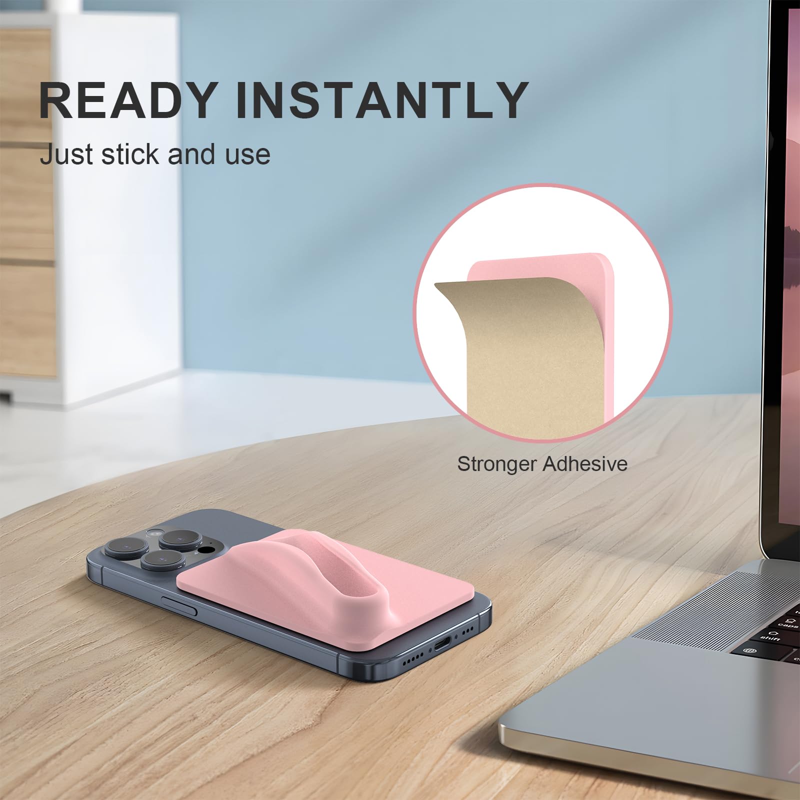 DOB SECHS Silicone Lipstick Holder for iPhone & Android - Stick On Phone Case Accessory, Pink - Perfect for Makeup Touch Ups & Hands-Free Phone Use While Driving or Working