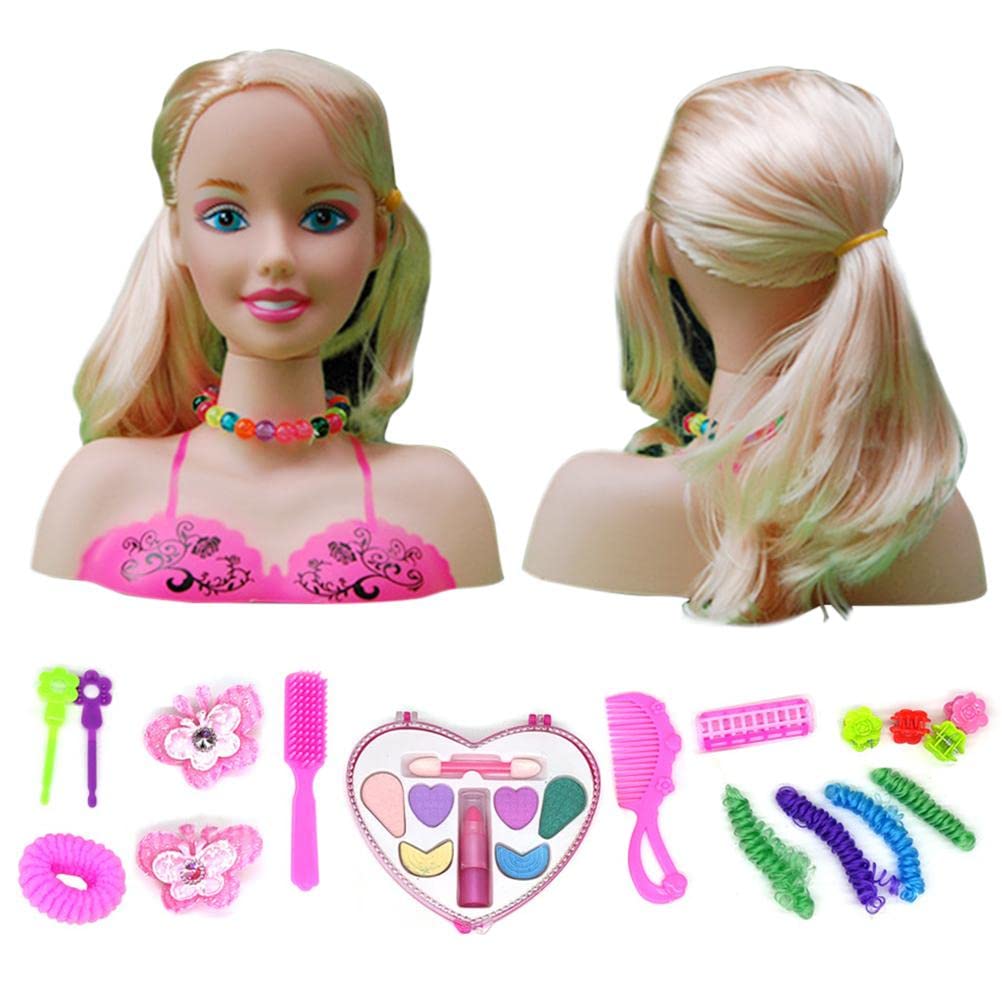 17Pcs Kids Hairdressing Toy Set - Pretend Play Makeup Doll for Girls | Gift & Educational Fun
