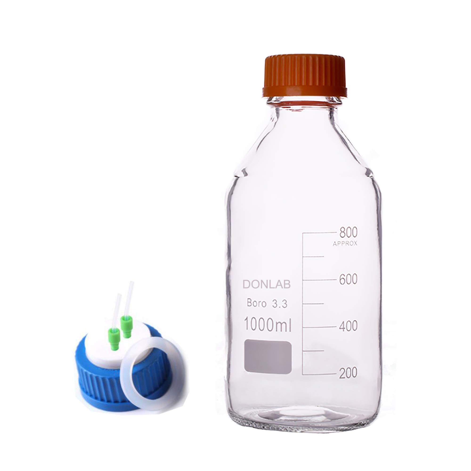 Borosilicate Glass 3000ml/3L Round Media Storage Bottle with GL45 Screw Cap - Lab Reagent Bottle for Chemical Storage & Mobile Phase Applications - Ideal for Laboratories, Pharmaceutical Research & Scientific Experiments