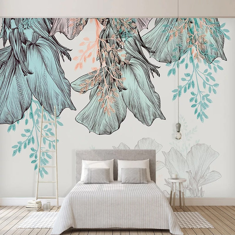 3D Tropical Leaves Wallpaper Murals - Nature-Inspired Peel & Stick Wall Decor for Living Room, Bedroom, or Office