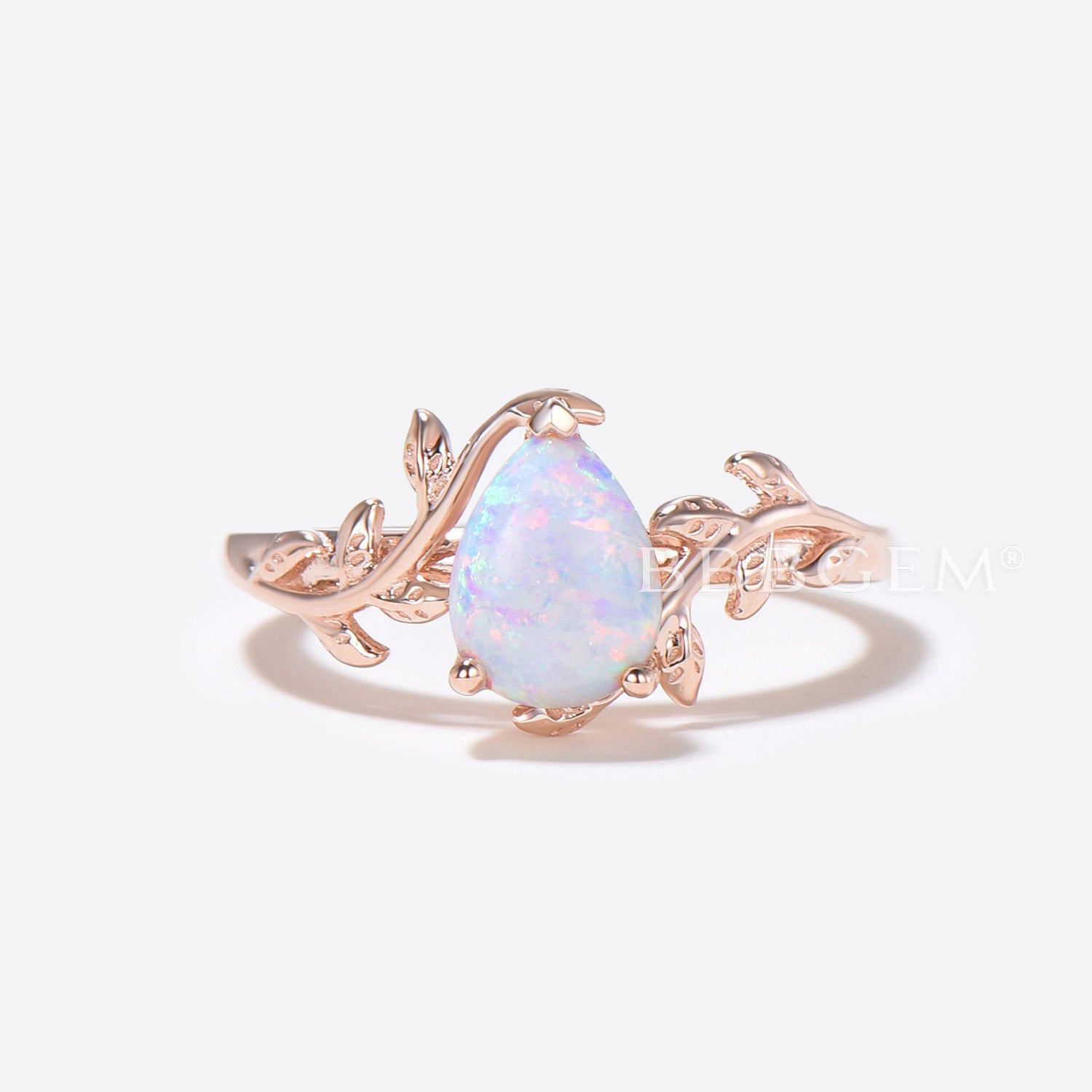 1.25ct Pear Shaped White Opal Diamond Twig Leaf Vine Engagement Ring Set - Elegant Wedding Band for Brides, Anniversary Gift for Her, Perfect for Proposals & Romantic Occasions