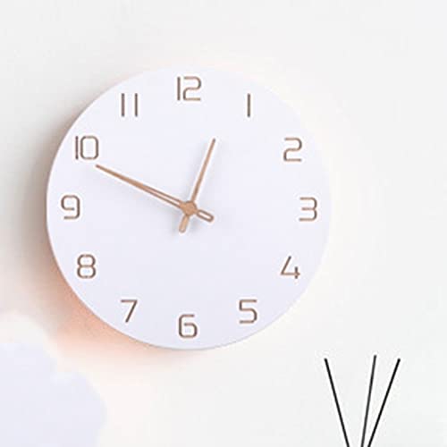 Nordic Wooden Wall Clock - Large Modern Silent Non-Ticking Wall Clock for Home, Bedroom, Kids Room - White Decorative Clock for Living Room & Office Decor