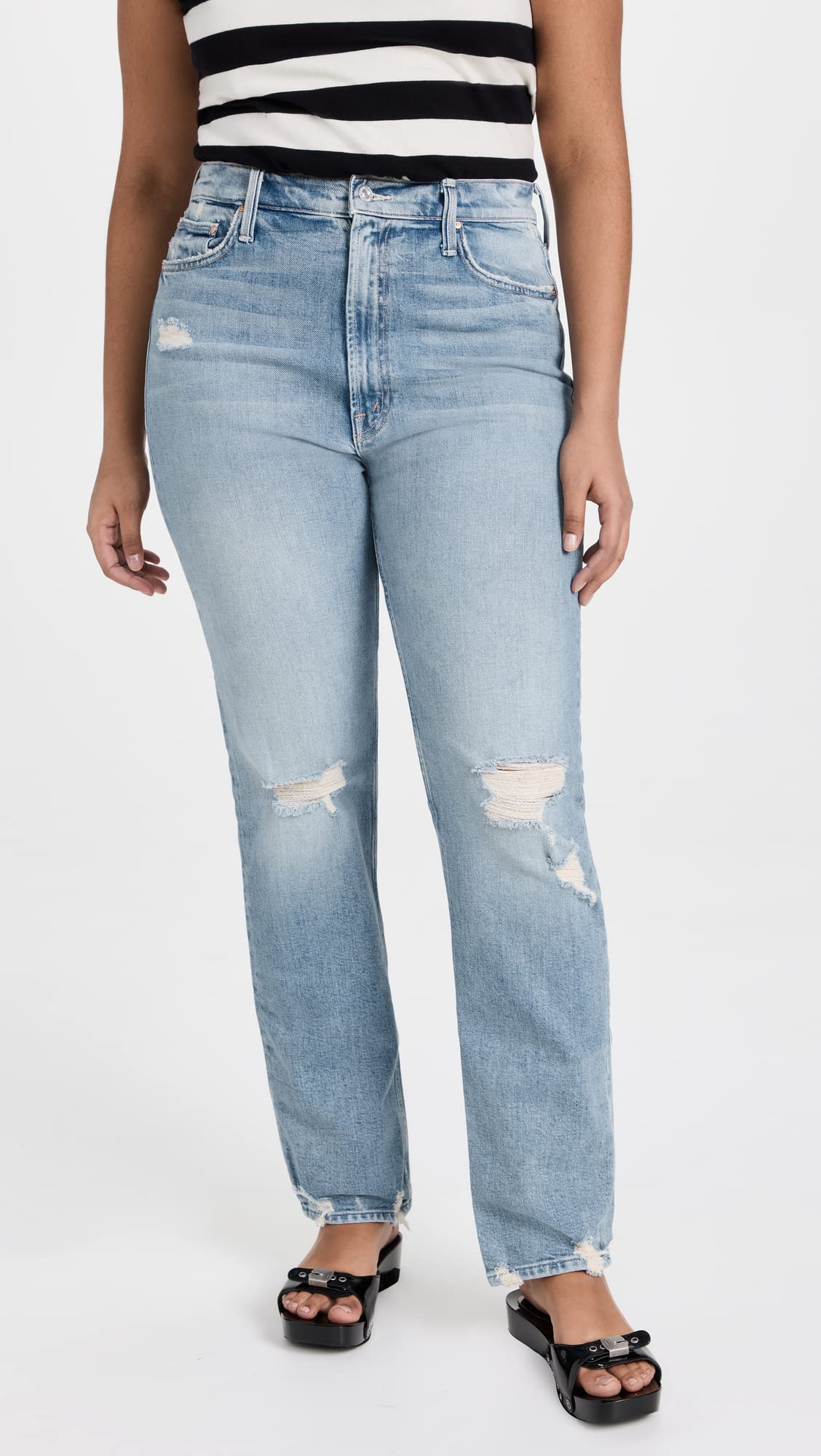 MOTHER Women's The Insider Crop Jeans - High Waisted Skinny Denim Pants for Casual Wear & Night Out | Trendy Stretch Jeans for Women