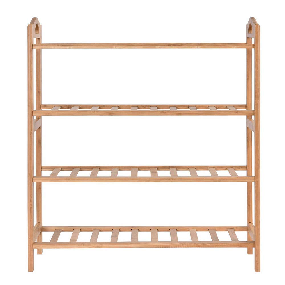 4-Tier Bamboo Shoe Rack Organizer - Natural Wood Entryway Storage Shelf (27