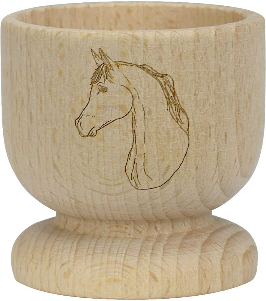 Arabian Horse Head Wooden Egg Cup - Handcrafted Egg Holder for Breakfast, Kitchen Decor, and Unique Gift Idea (EC00018924)