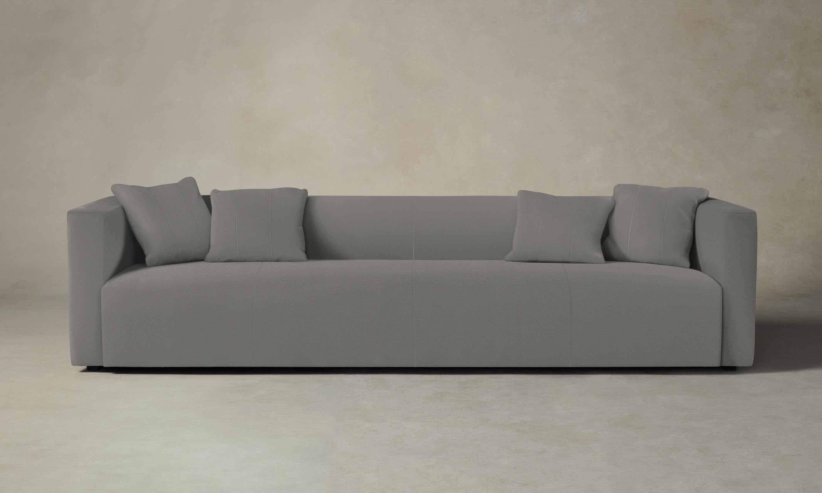 Premium Pebbled Leather Breuer Sofa in Ash - Modern & Durable Living Room Furniture for Home & Office Use
