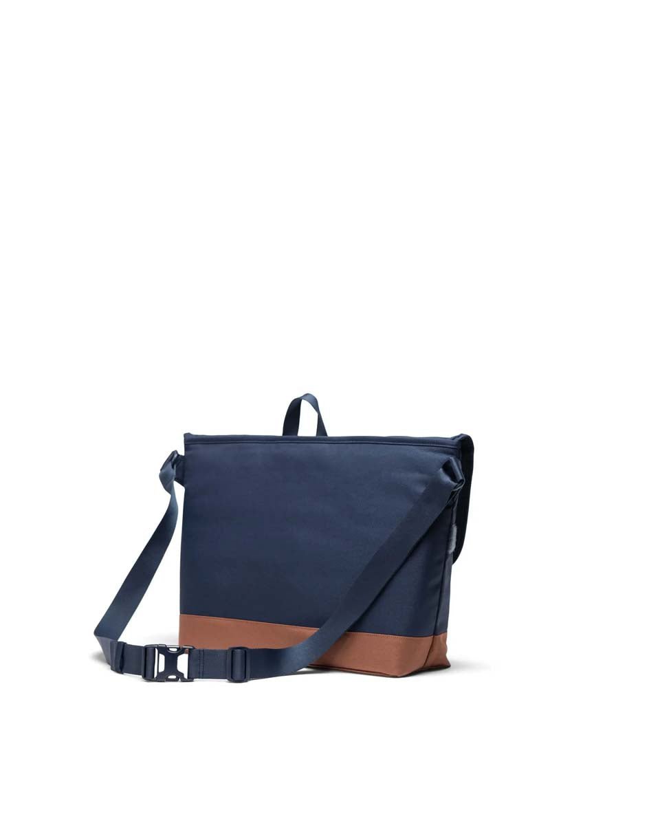 Herschel Cove Messenger Bag for Men & Women - Navy/Saddle Brown Crossbody Bag - Perfect for Travel, Work & Daily Commute