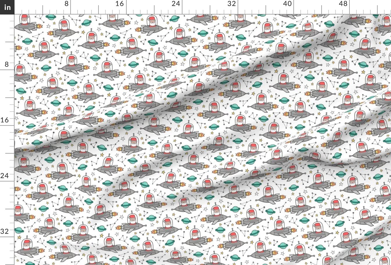Santa Claus & Space Planets Christmas Printed Minky Fabric Fat Quarter - Soft Plush for Baby Blankets, Quilt Backing & Holiday Sewing Projects - Perfect for DIY Crafts, Nursery Decor & Festive Home Decorations