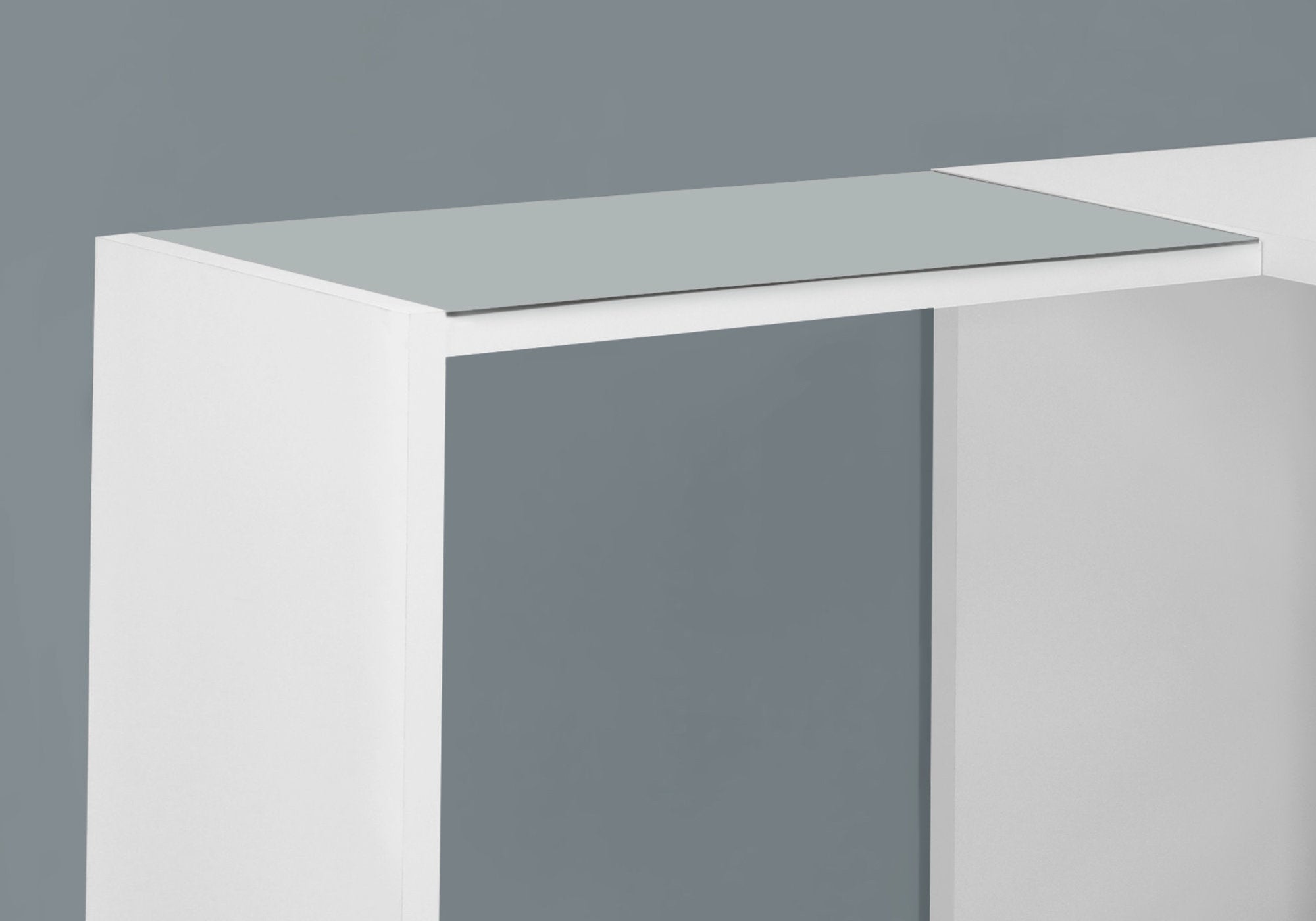 White Corner Desk with Tempered Glass Top - Modern Office Furniture for Home & Workspace