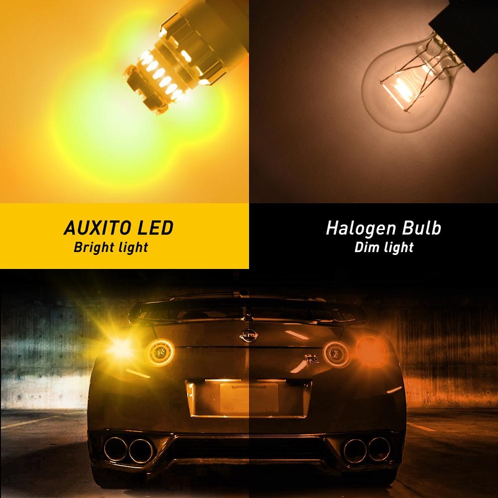 AUXITO 3156 3157 LED Bulb Amber 3056 3047 BAY15D - Super Bright Turn Signal Lights for Cars, Trucks, SUVs & Motorcycles - Durable & Energy Efficient Replacement Bulbs for Enhanced Safety & Visibility