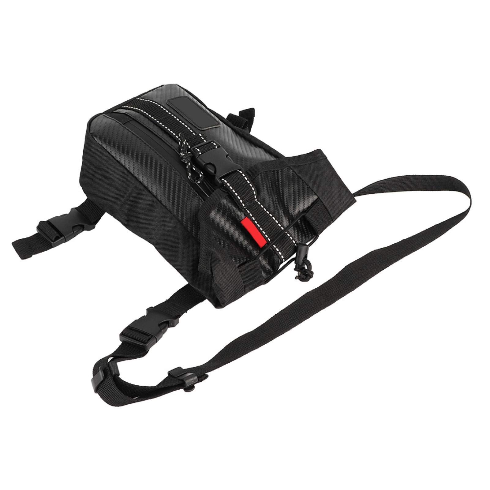 Acouto Carbon Fiber Cycling Waist Bag - Waterproof Motorcycle Leg Pack for Biking & Outdoor Sports - Durable Black Storage Pouch for Phone, Wallet & Essentials