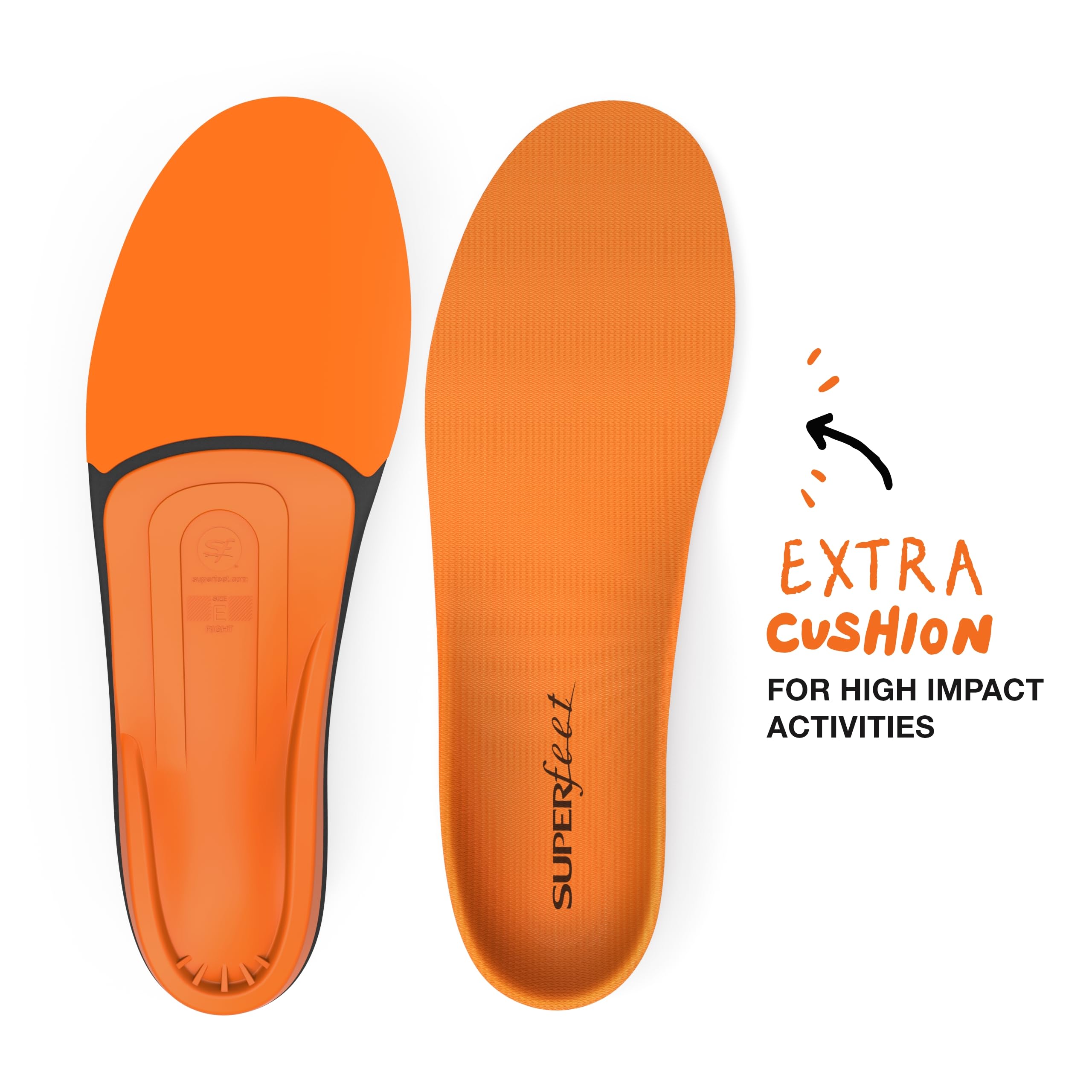 Superfeet All-Purpose High Impact Support Insoles (Orange) - Trim-To-Fit Orthotic Arch Support Shoe Inserts for Men & Women - Professional Grade Foot Pain Relief for Running, Walking & Work Boots