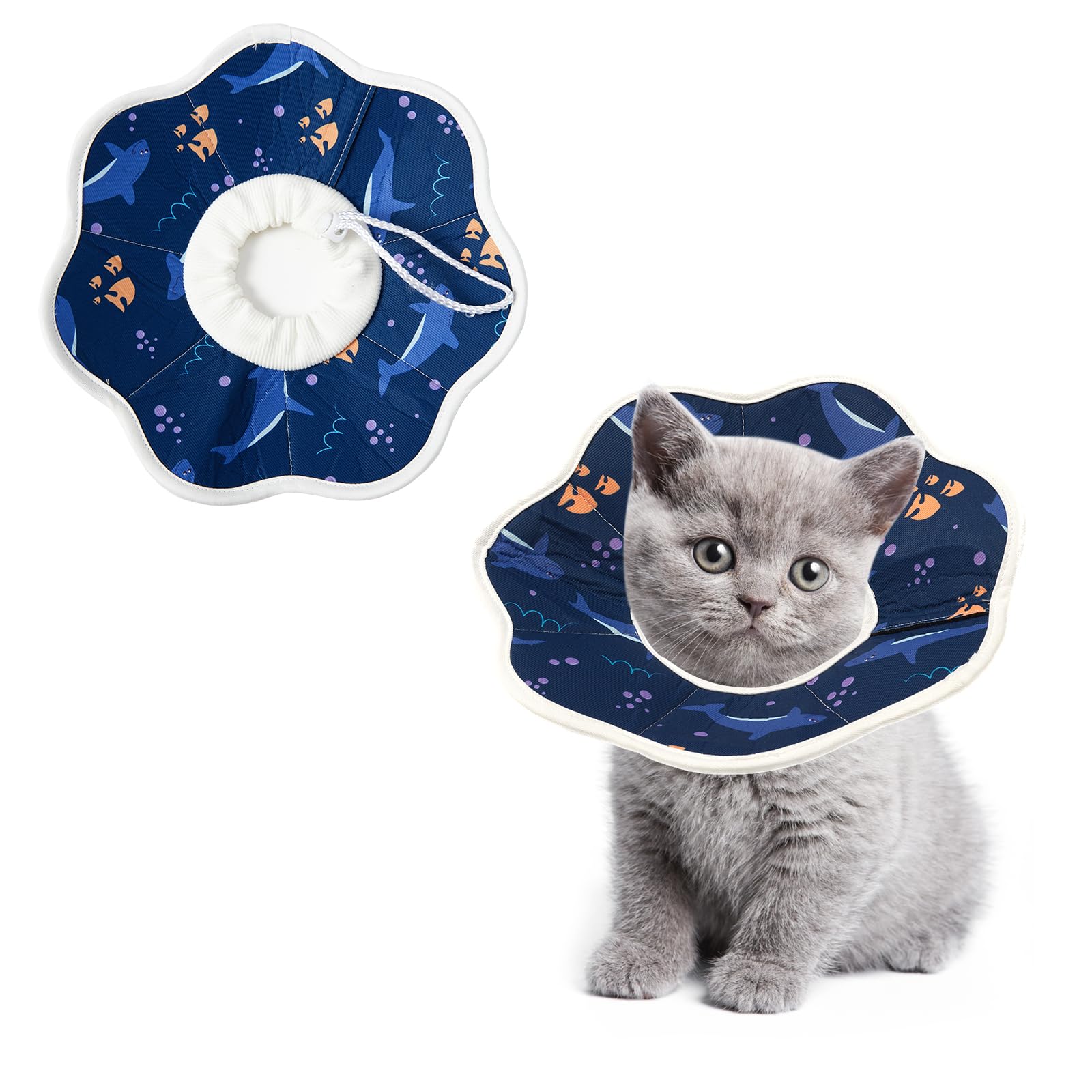 Soft Adjustable Cat Cone Collar - Waterproof Elizabethan Collar for Wound Healing Recovery | Lightweight Comfortable E-Collar for Cats & Small Puppies | Perfect for Post-Surgery, Spay/Neuter, and Skin Treatment Protection