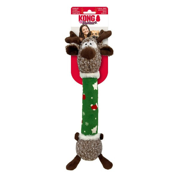 KONG Holiday Shakers Luvs Reindeer Dog Toy - Durable Chew Toy for Small & Medium Dogs - Perfect Christmas Gift for Pets - Fun Interactive Playtime Indoors & Outdoors