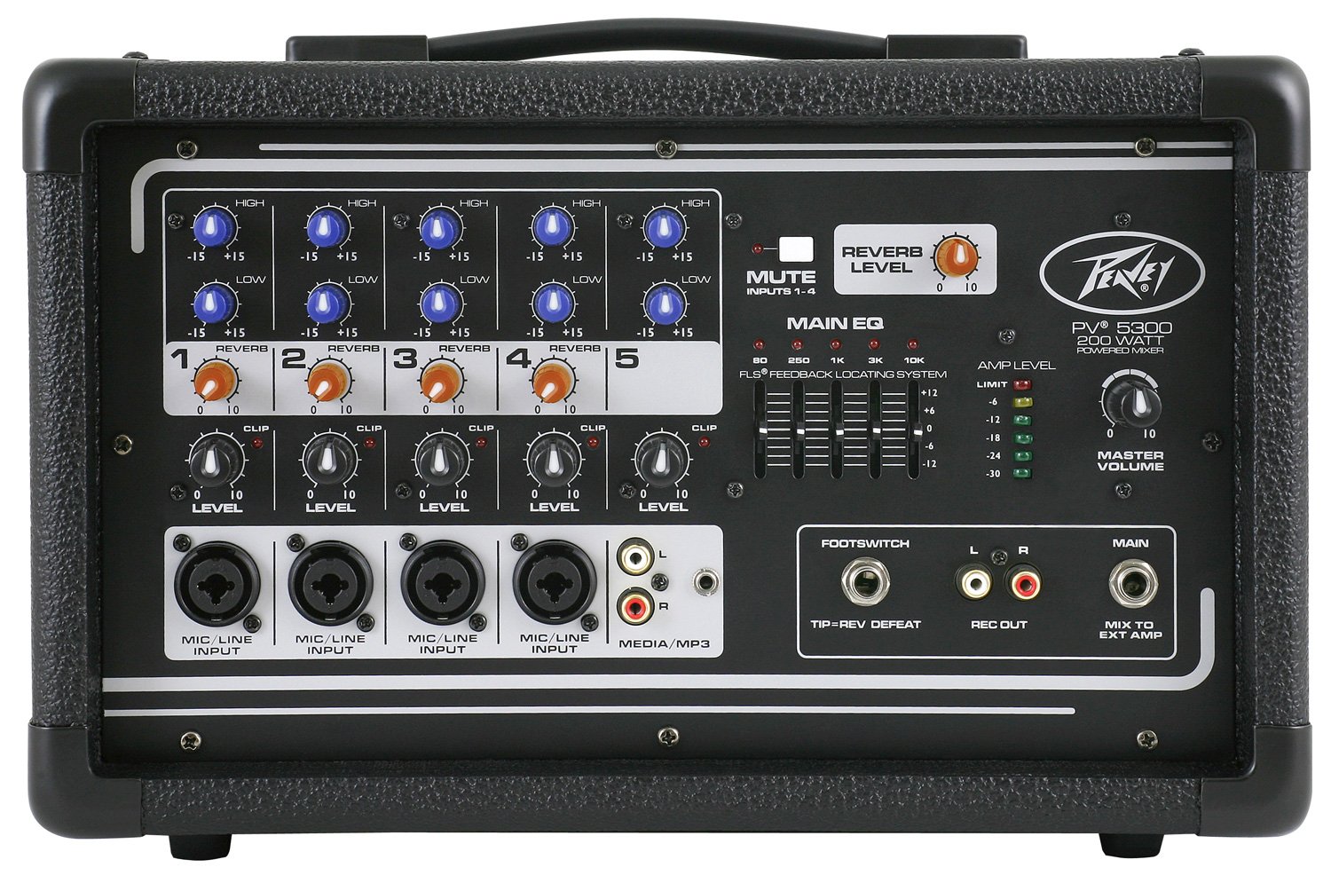 Peavey PV 5300 5-Channel Powered Mixer with Built-In Effects - Professional Audio Mixing for Live Bands, DJs & Events