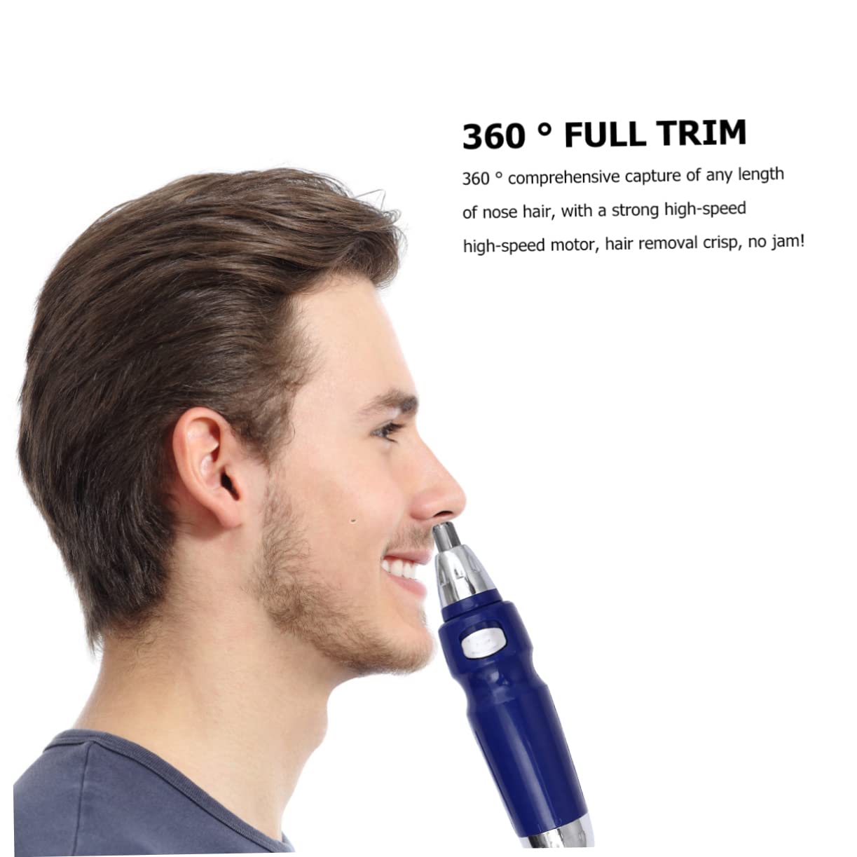 Housoutil 3-Piece Painless Nose & Ear Hair Trimmer Set - Rechargeable Facial Hair Remover for Men, Eyebrow Shaper & Nose Hair Cutter - Blue (Perfect for Travel, Grooming Kits & Personal Care)
