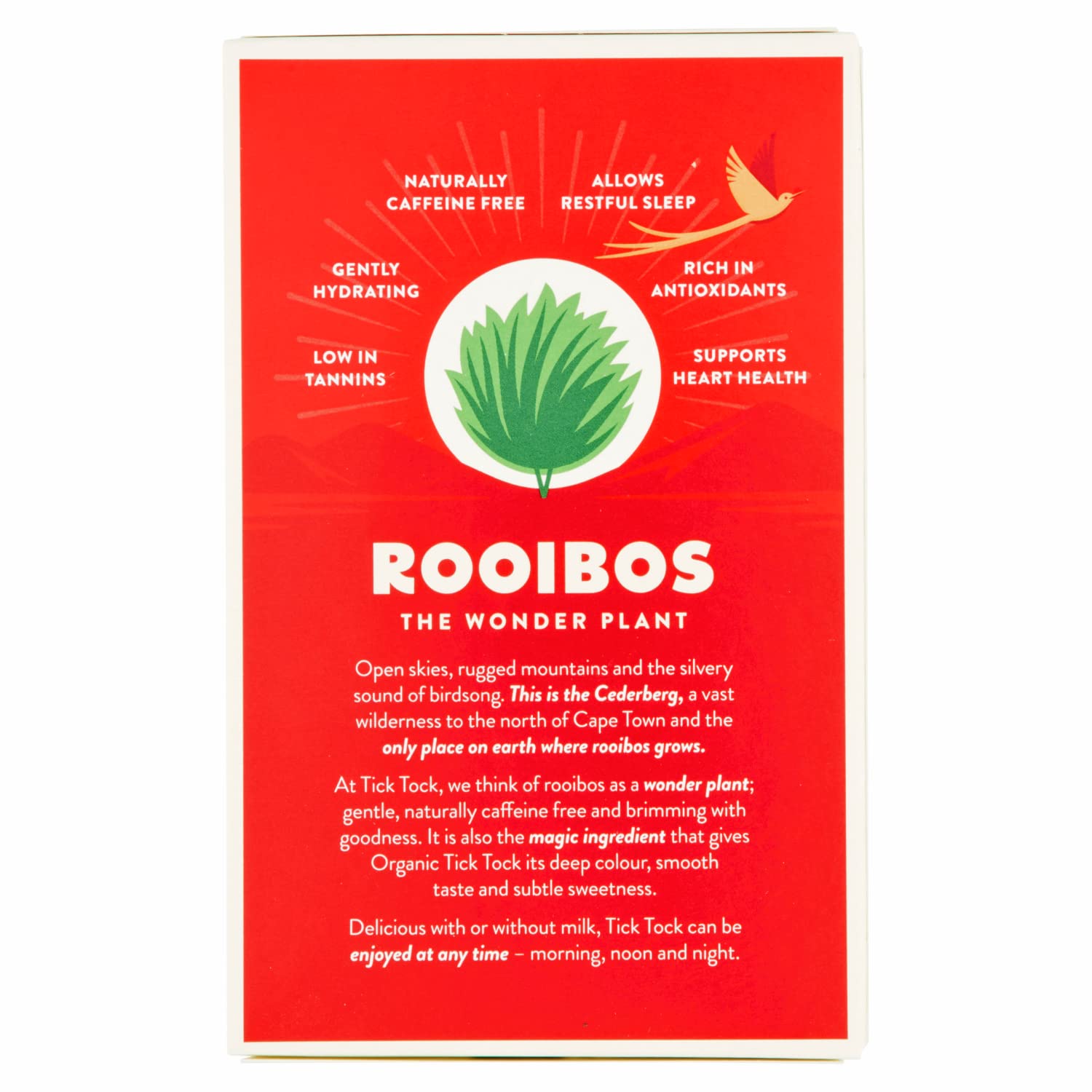 Organic Rooibos Tea Bags - 40 Count | TICK TOCK TEAS | Caffeine-Free Herbal Tea | USDA Certified | Perfect for Relaxation, Stress Relief & Evening Tea Time