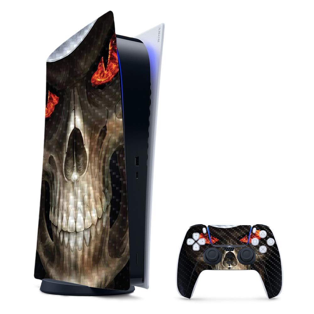 Carbon Fiber PS5 Skin - Evil Reaper Design | Gaming Accessory for PlayStation 5 Digital Edition | Durable & Easy to Apply | Made in USA | Perfect for Gamers & Collectors