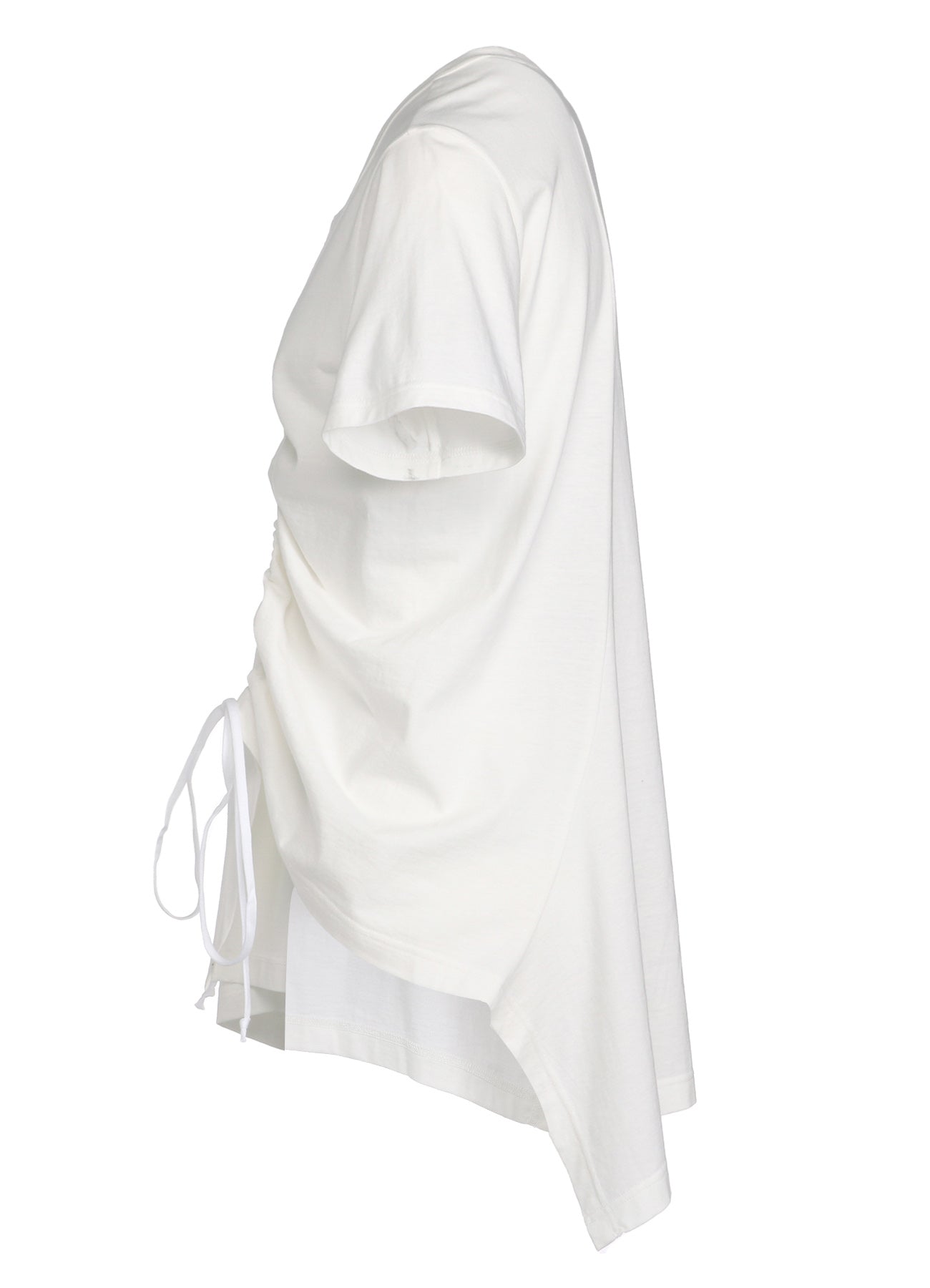 Stylish Cotton Jersey Asymmetrical T-Shirt with Gathered Strings - Trendy Women's Fashion for Casual Wear & Street Style