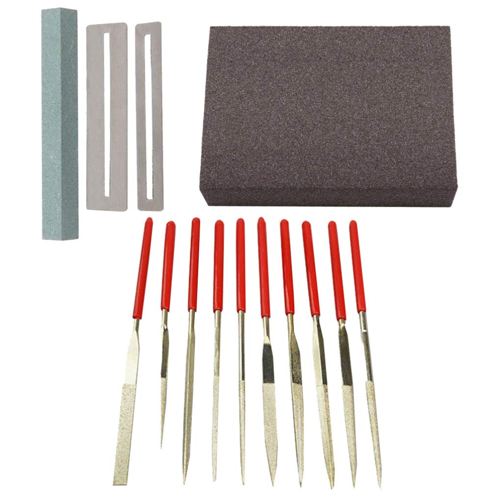 Milisten Guitar Nut File Set - Professional Luthier Tool for Guitar Maintenance, Includes Gauged Nut Slotting Files & Grinding Sponge Stone - Perfect for Acoustic & Bass Guitar Setup, Repair & Leveling (Great for Home Studios, Music Schools & DIY Guitarists)