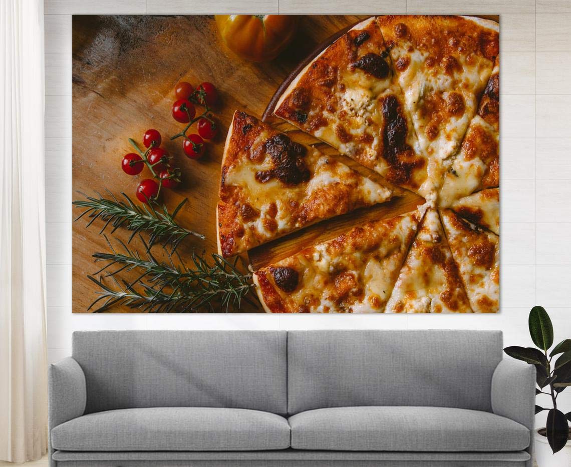 Pizza Canvas Print - Italian Food Poster for Restaurant & Kitchen Wall Decor - Perfect Gift for Pizza Lovers - Food Photography Art for Pizzerias & Home Dining Rooms