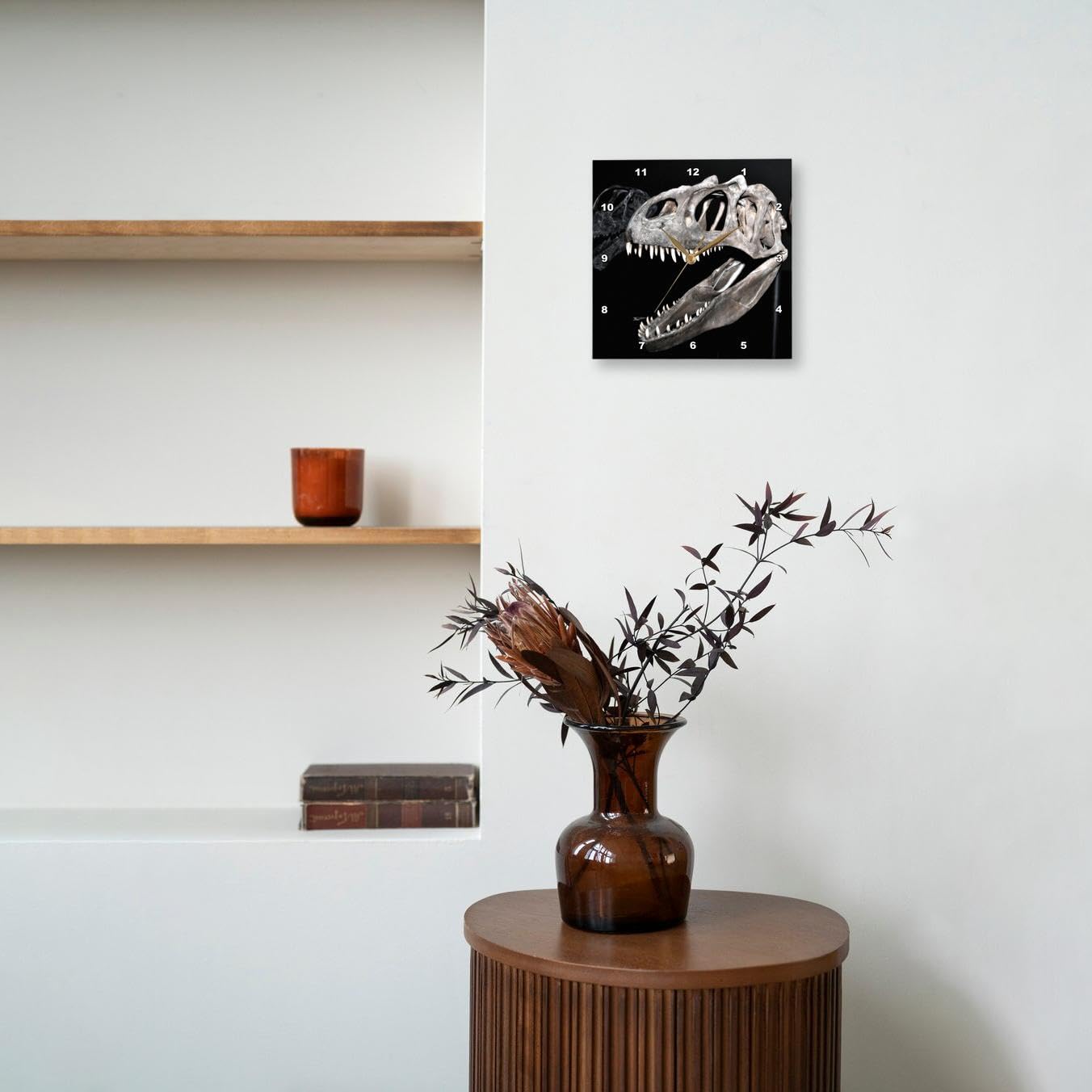 3D Rose Dinosaur Mouth Head Teeth Wall Clock - 10x10 Inch Unique Home Decor for Kids Room, Dinosaur Theme Party, Classroom & Office - Perfect Gift for Dino Lovers