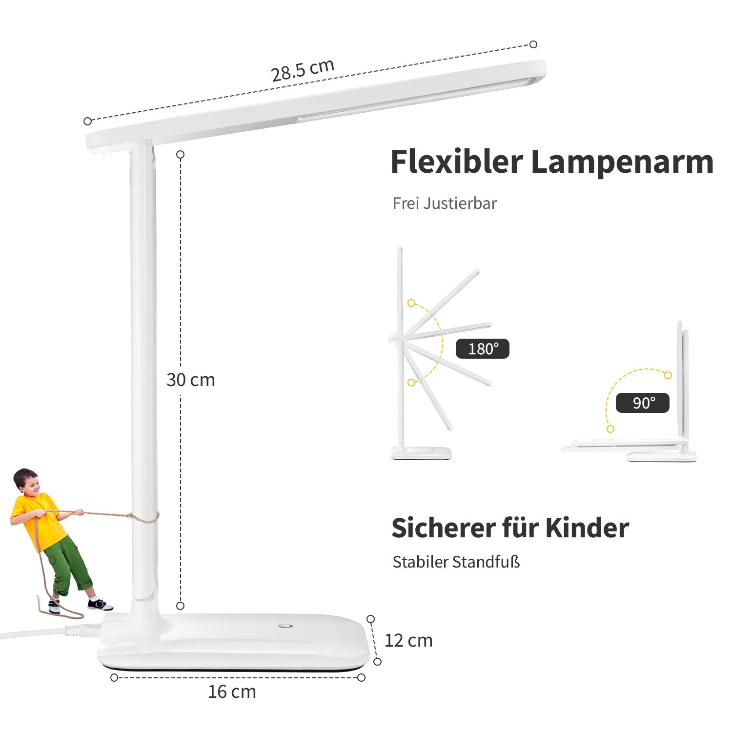 234AB LED Desk Lamp with Adjustable Brightness & Color Temperature - Eye-Caring Study Light for Home Office, Reading, and Work (EU Plug Version)