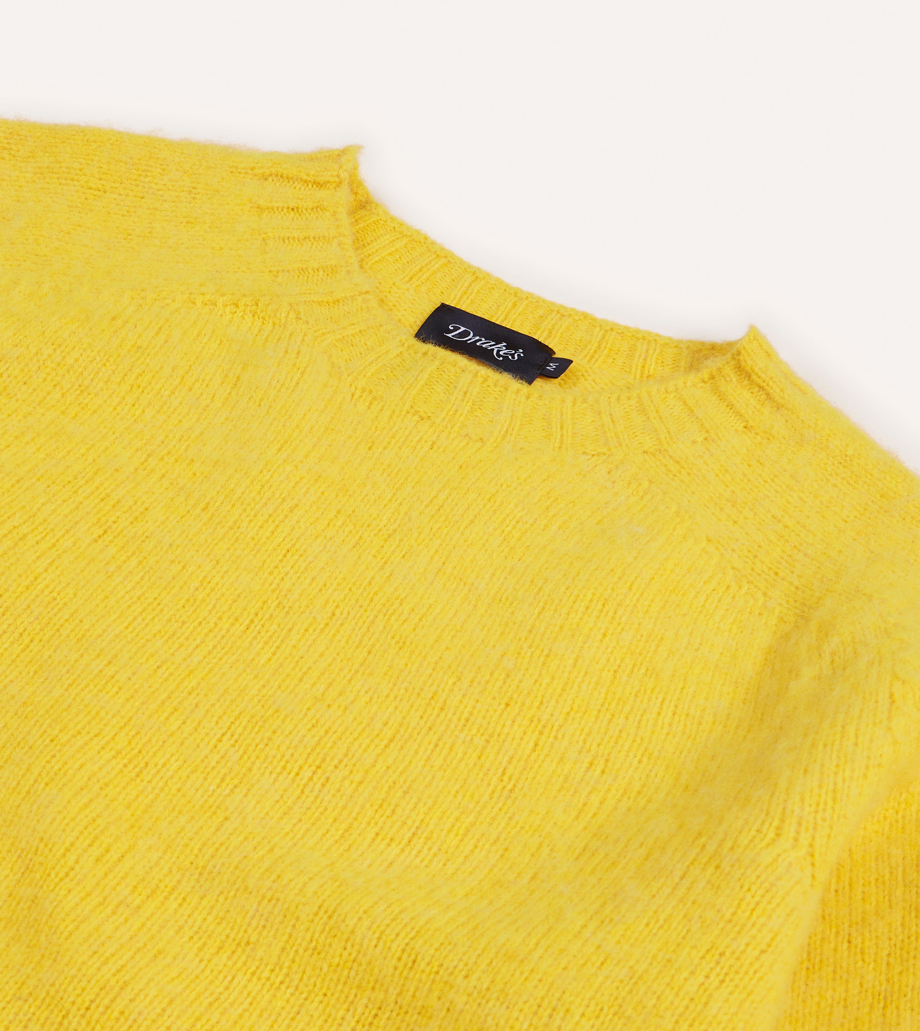 Canary Yellow Brushed Shetland Wool Crewneck Sweater for Women - Soft Winter Knit Pullover for Casual Wear & Holiday Outfits