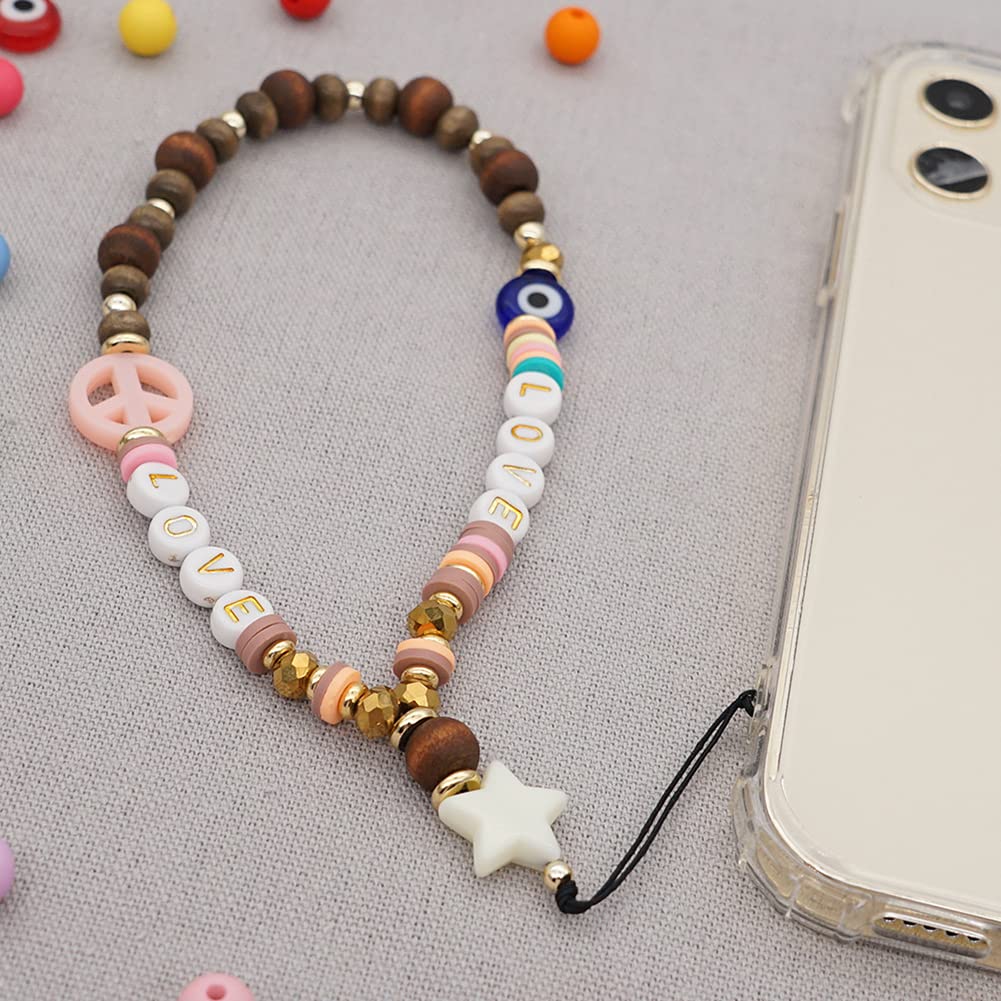 Katutude Beaded Phone Lanyard Wrist Strap - Colorful Fruit Star Pearl Handmade Bracelet Anti-Lost Chain for iPhone Samsung Galaxy - Perfect Gift for Girls Women Teens (School, Work, Travel, Party)