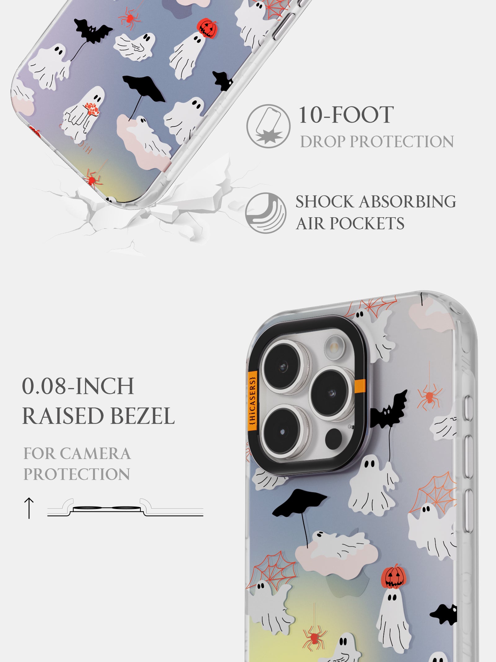 Ghost Party Iridescent Phone Case - Grey | Trendy Protective Cover for iPhone & Samsung | Perfect for Halloween, Cosplay & Themed Parties