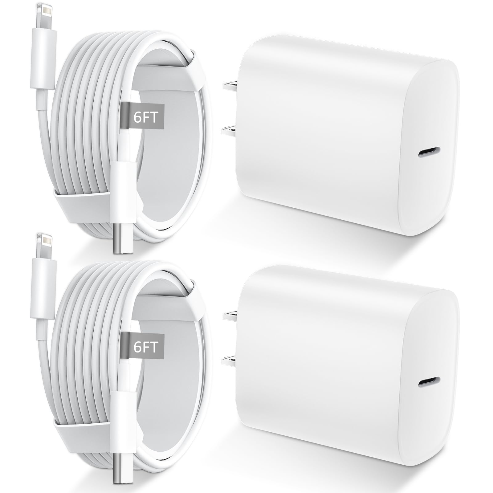20W Fast Charger & 6FT Lightning Cable for iPhone 14/13/12/11/X Series - USB C Charger Block Compatible with iPhone 14 Pro Max/13 Pro Max/12 Pro Max/11 Pro/XS/XR & iPad - Perfect for Home, Office & Travel Charging (White)