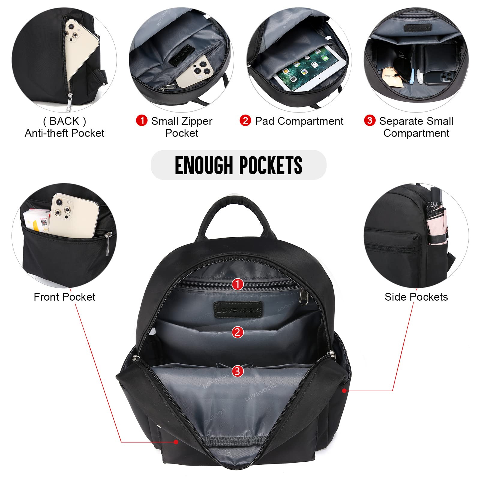 LOVEVOOK Mini Backpack for Women - Lightweight Waterproof Small Backpack Purse for Daily Use, Travel, Work & School | Compact Durable Women's Shoulder Bag