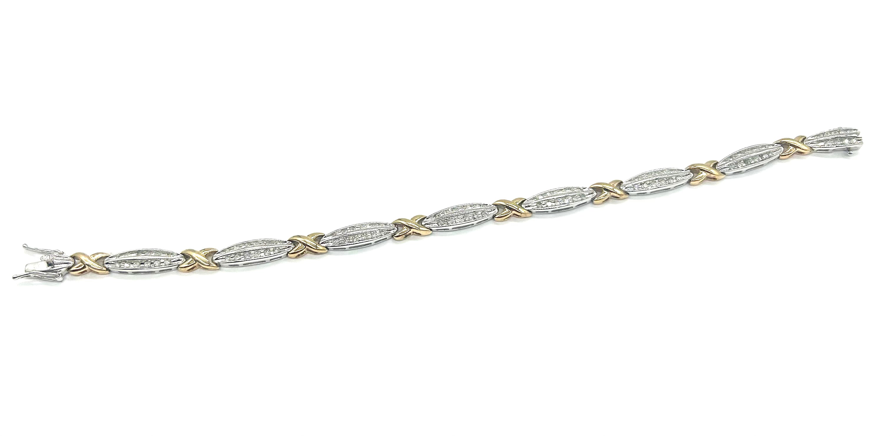 1CTW Yellow & White Gold X-Link Bracelet for Women - Elegant & Dainty Jewelry for Everyday Wear, Parties & Special Occasions