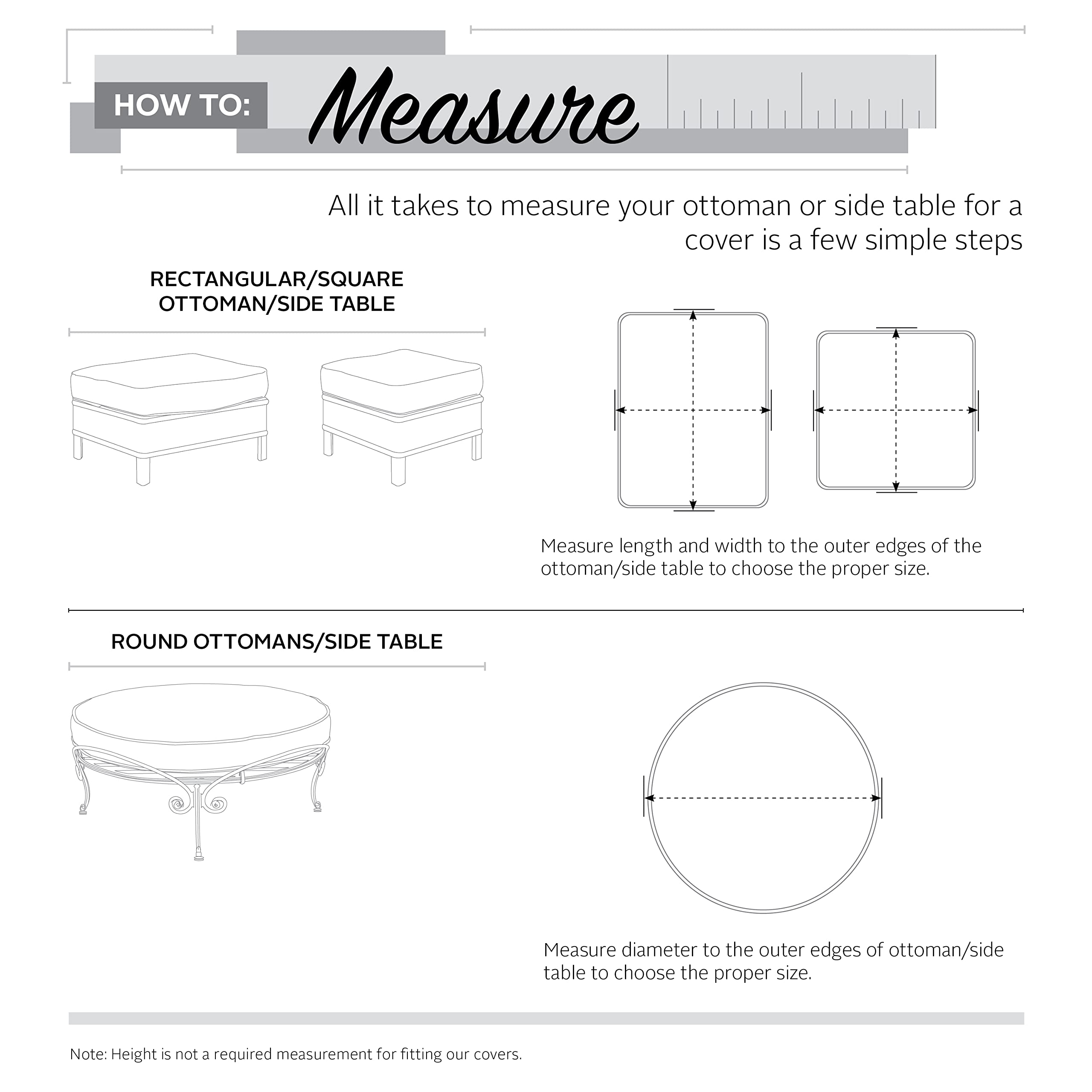 Classic Accessories Ravenna 30 Inch Round Water-Resistant Patio Ottoman Cover, Durable Outdoor Table Protector for Patio Furniture, Deck, and Garden Use
