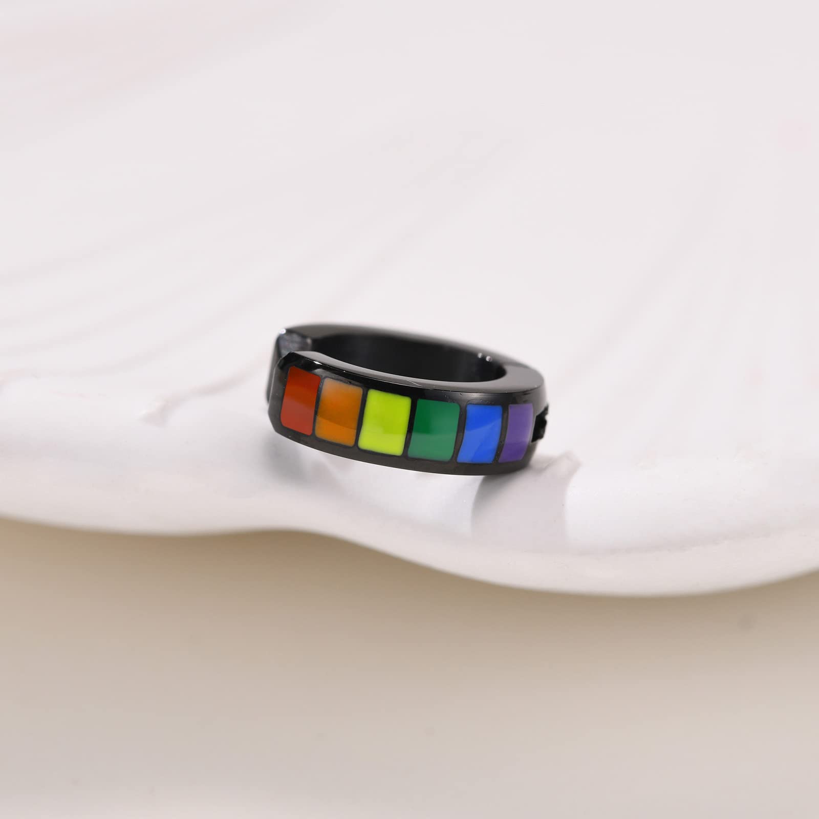 Rainbow Pride Stainless Steel Huggie Earrings for Men & Women - LGBT Gay Lesbian Flag Design - Perfect for Pride Parades, LGBTQ Events & Everyday Wear