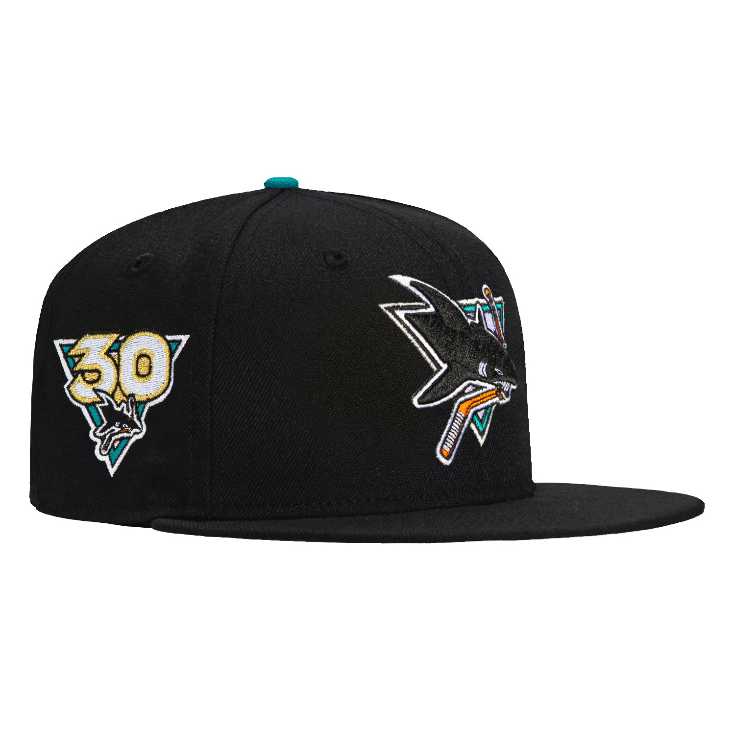 New Era 59Fifty San Jose Sharks 30th Anniversary Patch Snapback Hat - Black | Official NHL Licensed Baseball Cap for Men & Women | Perfect for Hockey Games, Sports Events & Streetwear Fashion