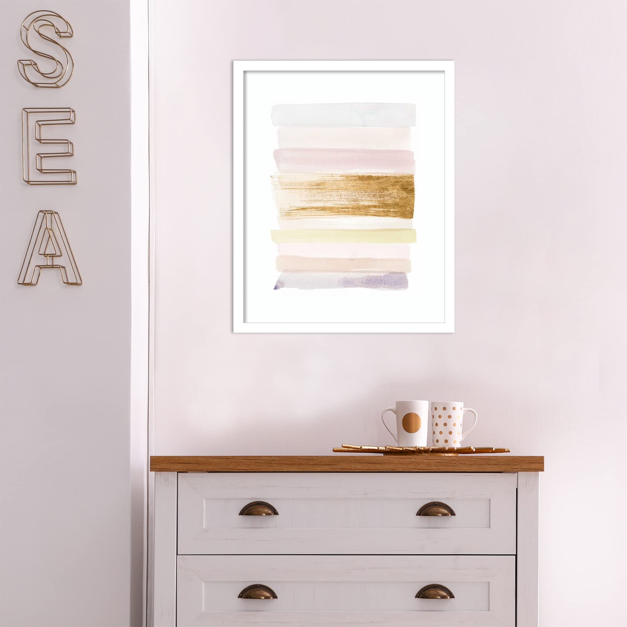 Amanti Art Framed Abstract Wall Art Print 21x17 - Pastel Sweep II by Grace Popp, Modern Contemporary Decor Painting for Living Room, Bedroom, Office | Home & Office Wall Decor, Housewarming Gift, Interior Design Accent