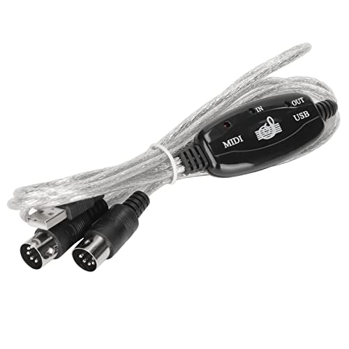 Sanpyl MIDI to USB Cable 16 Channels - 6.6ft USB MIDI Interface Cable with LED Indicators for Electric Piano, Keyboard, Guitar - Perfect for Music Production, Recording & Live Performances