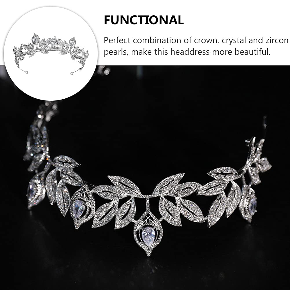 1Pc Sparkly Rhinestone Crystal Leaf Hair Band - Royal Wedding Tiara Headpiece for Brides, Bridesmaids & Princess | Perfect for Weddings, Prom, Pageants & Special Occasions