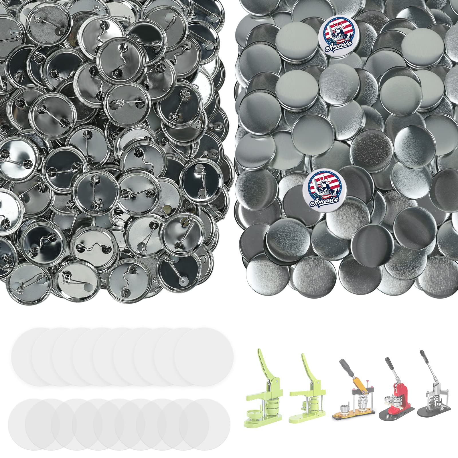 200 Pcs 32mm (1.26 Inch) Button Maker Kit - Metal Blank Buttons, Pin Badge Parts with Blank Paper - DIY Button Press Supplies for Crafts, Events & Promotions - Perfect for Custom Pins, Fundraisers & Party Favors